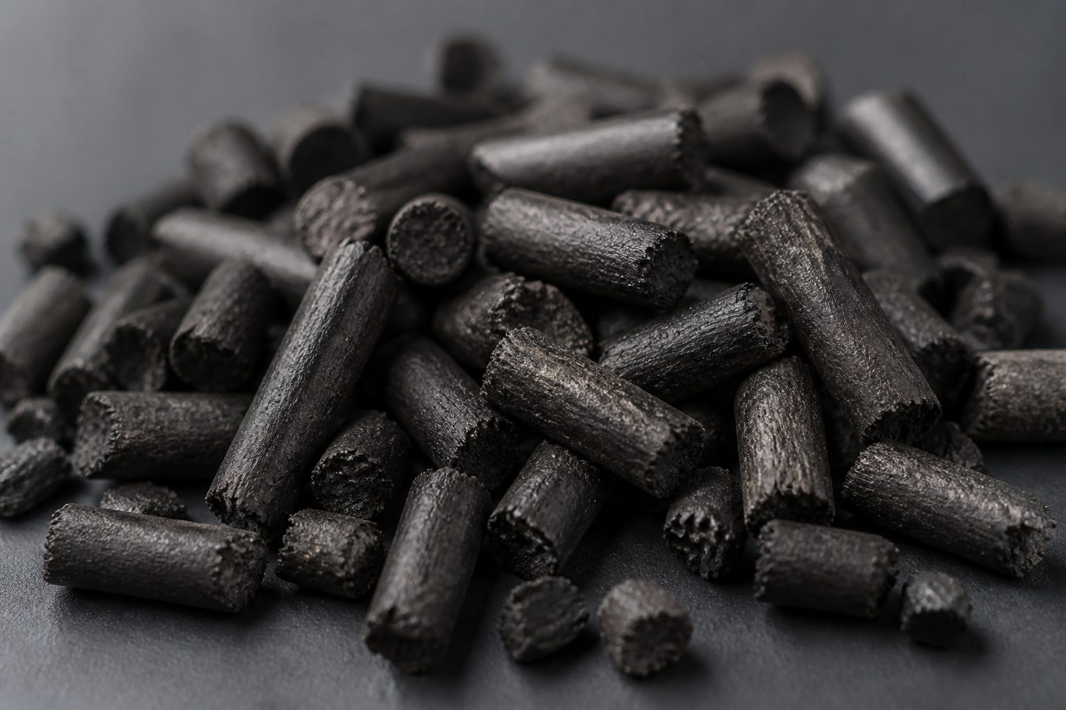 Macro view of torrefied biocarbon pellets